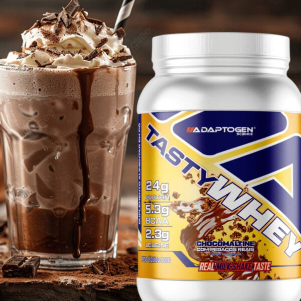 Suplemento Tasty Whey 3w Gourmet Whey Protein Adaptogen Science Pote 900g Sabor Chocomaltine - Imagem 2