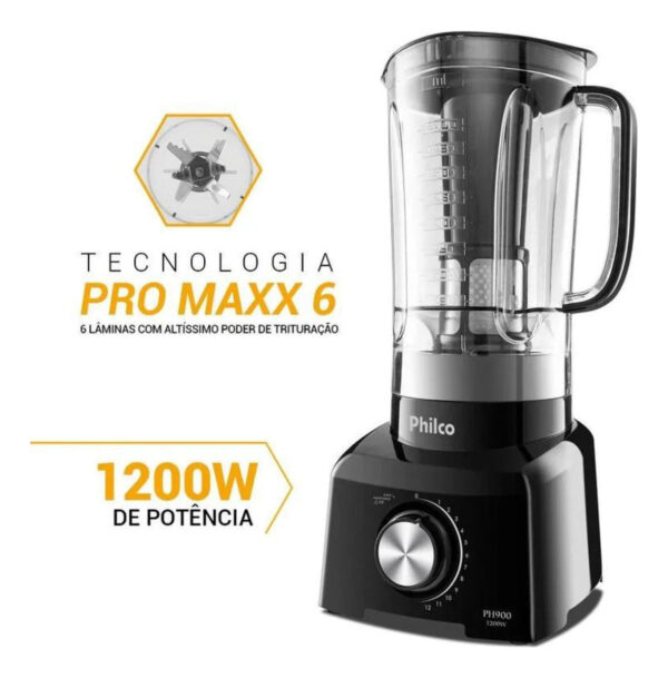 Liquidificador PH900 Com 12 Velocidades 1200W Cor Preto Philco 127V - Imagem 5