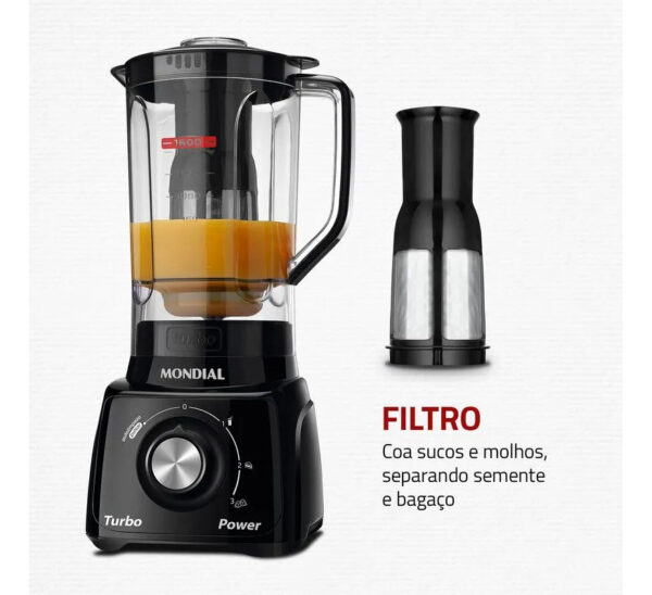 Liquidificador L-99-fb Turbo Power 2,2 L Potência De 550w Cor Preto Mondial 220V - Imagem 4