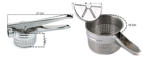 Espremedor De Batata Manual Em Inox Profissional Cozinha Cabo Prateado Inteiro Inox - Imagem 4