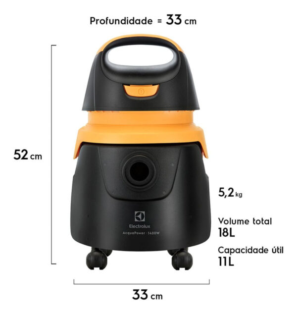 Aspirador de Pó e Água Acqua Power Electrolux 1400W de Potencia com Capacidade de 18L total com Função Sopro e com Conjunto de Acessórios AQP20 110v - Imagem 5