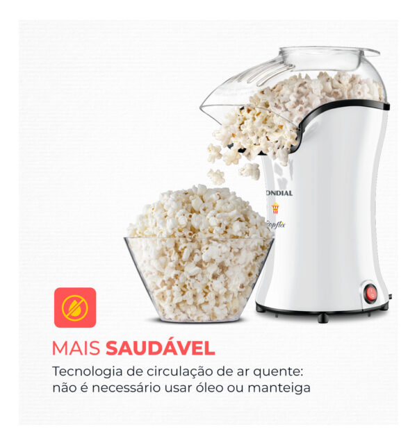 Pipoqueira Elétrica Popflix Pp-04 Ar Quente Branca Mondial Cor Branco 110V - Imagem 3