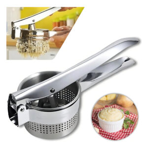 Espremedor De Batata Manual Em Inox Profissional Cozinha Cabo Prateado Inteiro Inox