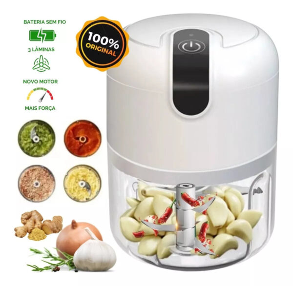 Mini Processador Moedor De Alimentos 250mL 3 Lâminas usb potente alho cebola cor sortidos 110V 220v - Imagem 5
