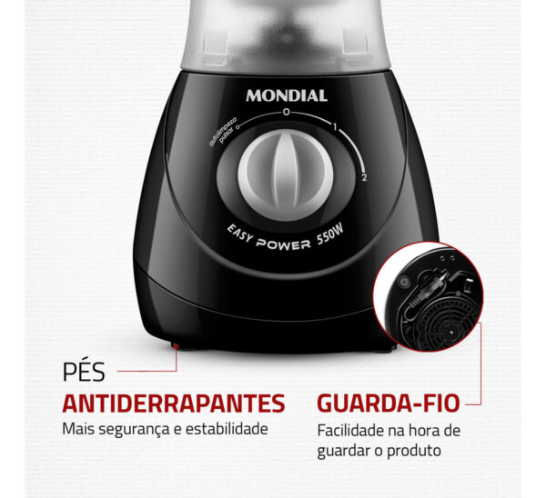 Liquidificador Easy Power Mondial Preto 550W L-550-B - Imagem 6