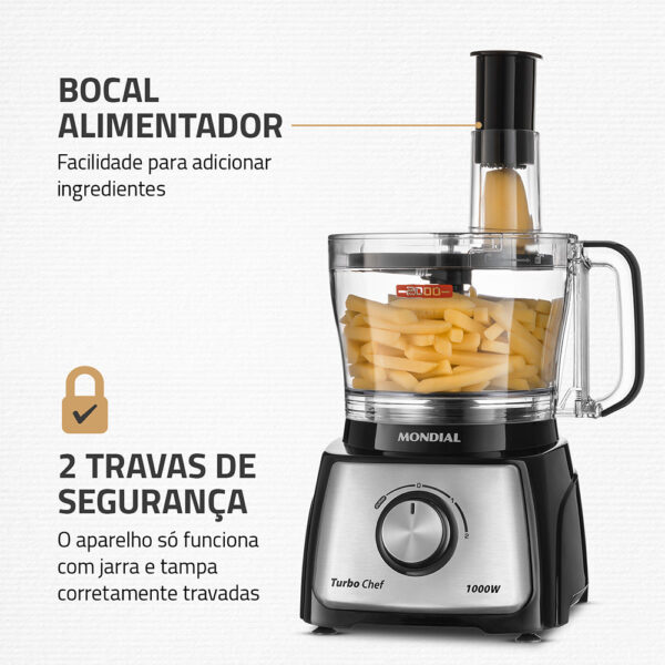 Multiprocessador turbo chef 5 em 1 Mpn-01-b 1000w Mondial cor preto 220V - Imagem 6