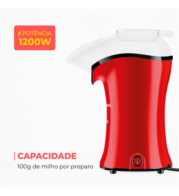 Pipoqueira Popflix Pp-03 1200w Vermelha Mondial 110V - Imagem 4