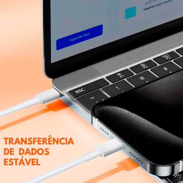 Cabo Carregador Turbo Tipo C Para iPhone 8 Plus X Xr 11 12 13 14 Pro Max Cor Branco Boyu Cell - Imagem 5