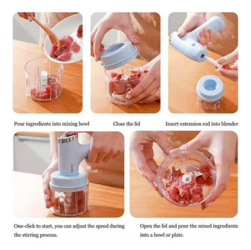 Mini Batedeira Portátil Sem Fio Multi Processador Alimentos Cor Multicolor - Imagem 9