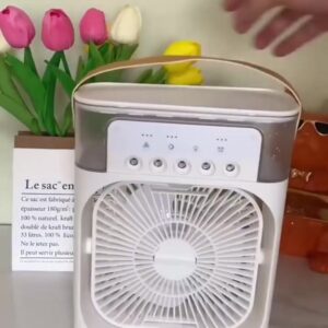 Mini Ar Condicionado Climatizador Umidificador Ventilador Portátil USB Led Quarto Sala Escritório Mesa Reservatório Alça