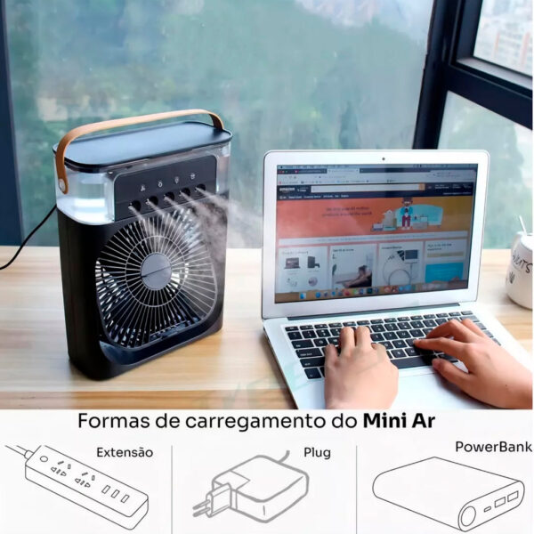 Mini Ar Condicionado Climatizado Umidificador Ventilador Portátil USB Led Quarto Sala Mesa - Imagem 4