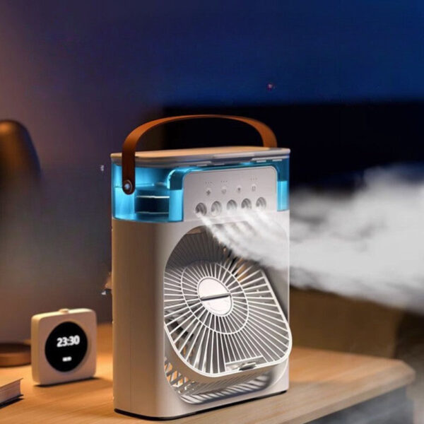 Mini Ar Condicionado Portatil Air Cooler Umidificador Climatizador Luz Led Original Usb Portatil - Imagem 3