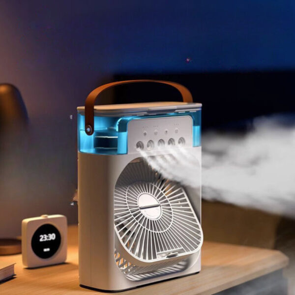 Mini Ar Condicionado Climatizador Umidificador Ventilador Portátil USB Led Quarto Sala Escritório Mesa Reservatório Alça - Imagem 2