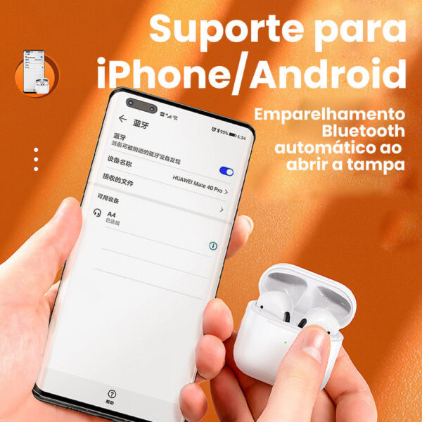 Pro 4s TWS / i12 TWS Fone De Ouvido Sem Fio inpods 3 Bluetooth 5.0 À Prova D'água Esportivo Para iPhone Android - Imagem 2
