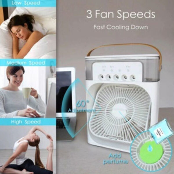 Refrigerador De Ar Ventilador Umidificador Portátil Com Led Reservatório De Água Led TIPO C USB Alex - Imagem 4