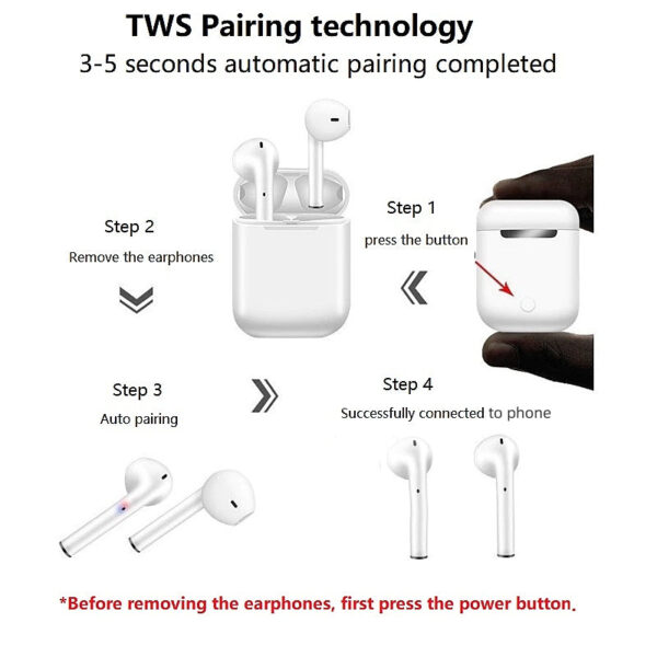TWS i12 Bluetooth 5.3 Fones De Ouvido Hi-Fi Estéreo No Para Esporte Controle Toque Earbud Com Microfone - Imagem 3