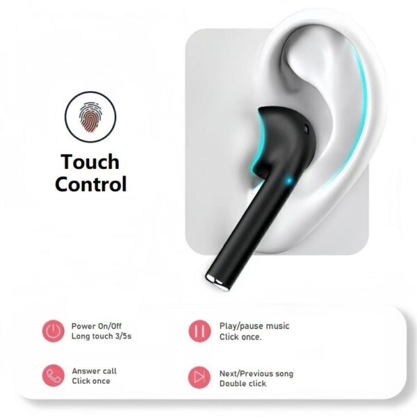 TWS i12 Bluetooth 5.3 Fones De Ouvido Hi-Fi Estéreo No Para Esporte Controle Toque Earbud Com Microfone - Imagem 4