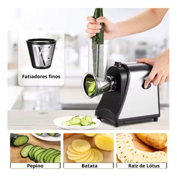Cortador Elétrico Automático De Vegetais Ralador 5 EM 1 Lâminas LG-X229 110V - Imagem 3