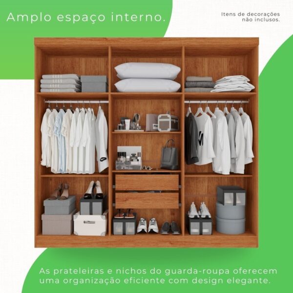Guarda-roupa Casal 6 Portas 2 Gavetas França Cinamomo/Off White - Imagem 2