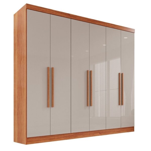 Guarda-roupa Casal 6 Portas 2 Gavetas França Cinamomo/Off White - Imagem 3
