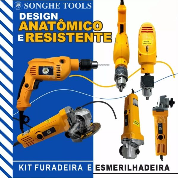 Kit Furadeira / Parafusadeira E Lixadeira / Esmerilhadeira Com 25 Peças E Maleta SH Tools - Imagem 5
