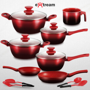 Jogo de Panelas Revestimento Ceramica Indução 11 peças Extream Rio Red Vulkano