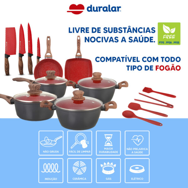 Jogo De Panela Cerâmica Antiaderente Indução 14 Pçs Duralar - Imagem 3