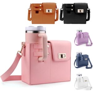 Bolsa tiracolo portátil para armazenamento de copo de água, bolsa transversal com suporte para garrafa de água esportiva para bolsa Stanley Cup