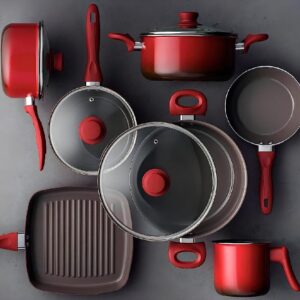 Jogo de Panelas Brinox 7 pçs Antiaderente Ceramic Life Easy Vermelha