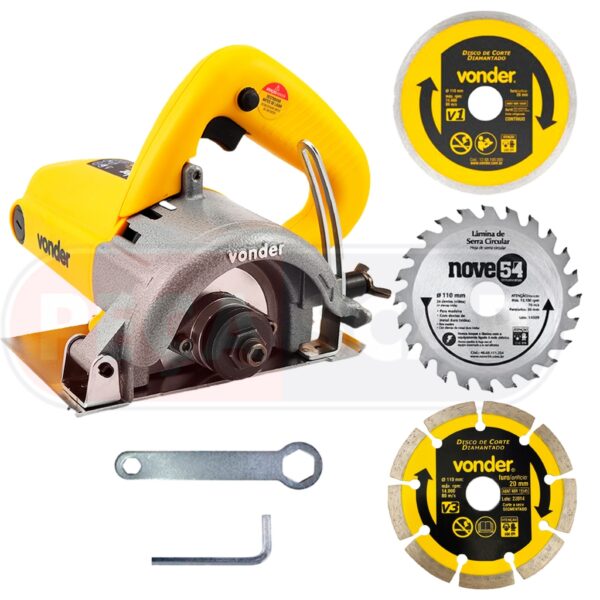 Kit Serra Mármore Vonder Smv1300s Tipo Makita + 3 Discos de Corte - Imagem 2